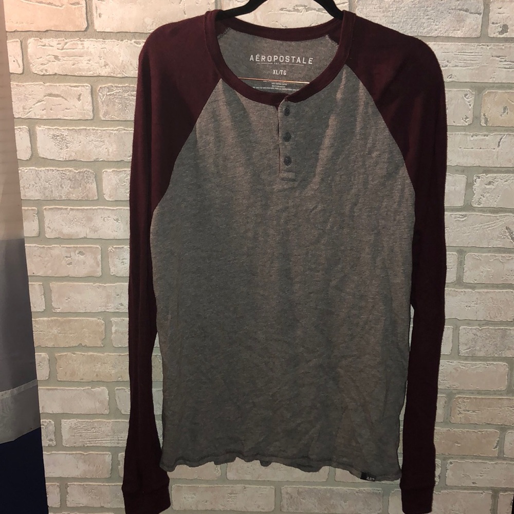 Grey and Maroon Aeropostale long sleeve shirt